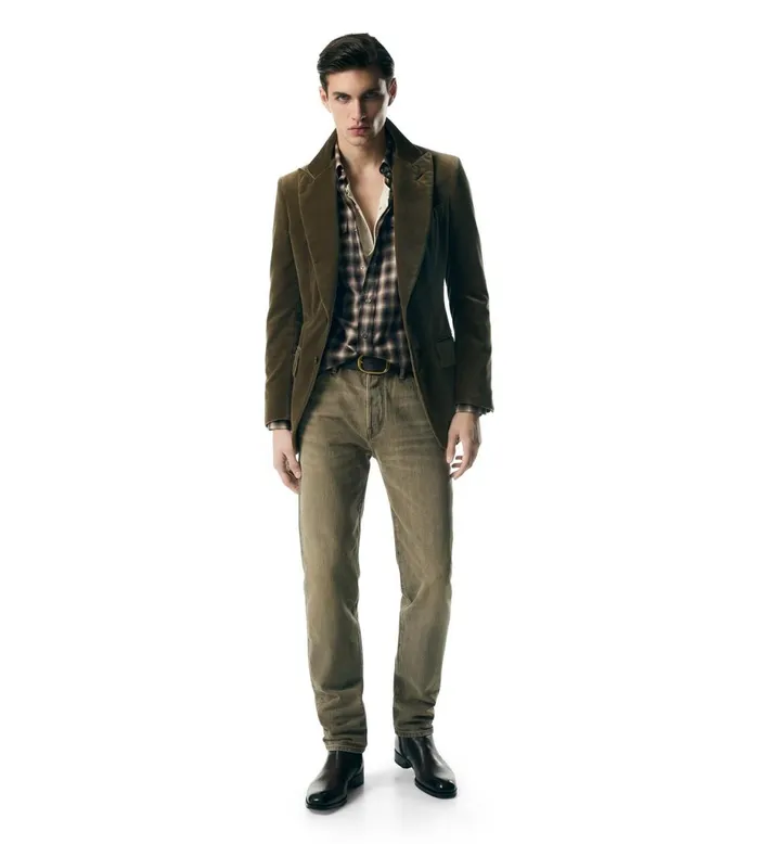Men Jeans Tom Ford Khaki Standard Fit Denim Khaki Men Jeans Tom Ford Khaki Standard Fit Denim Khaki