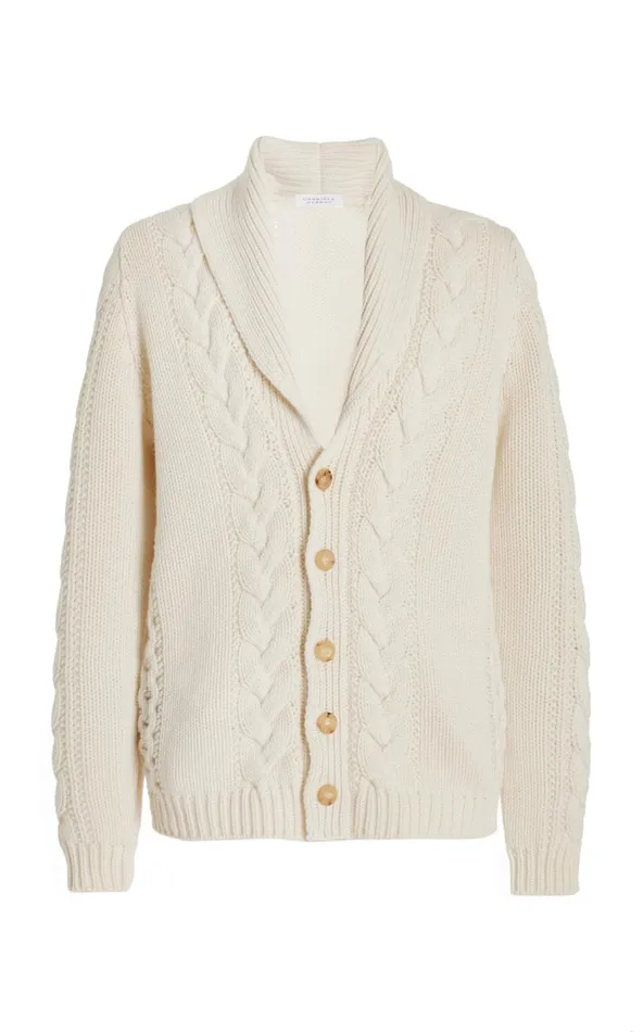 Men Knitwear Gabriela Hearst Casa Knit Cardigan In Ivory Cashmere