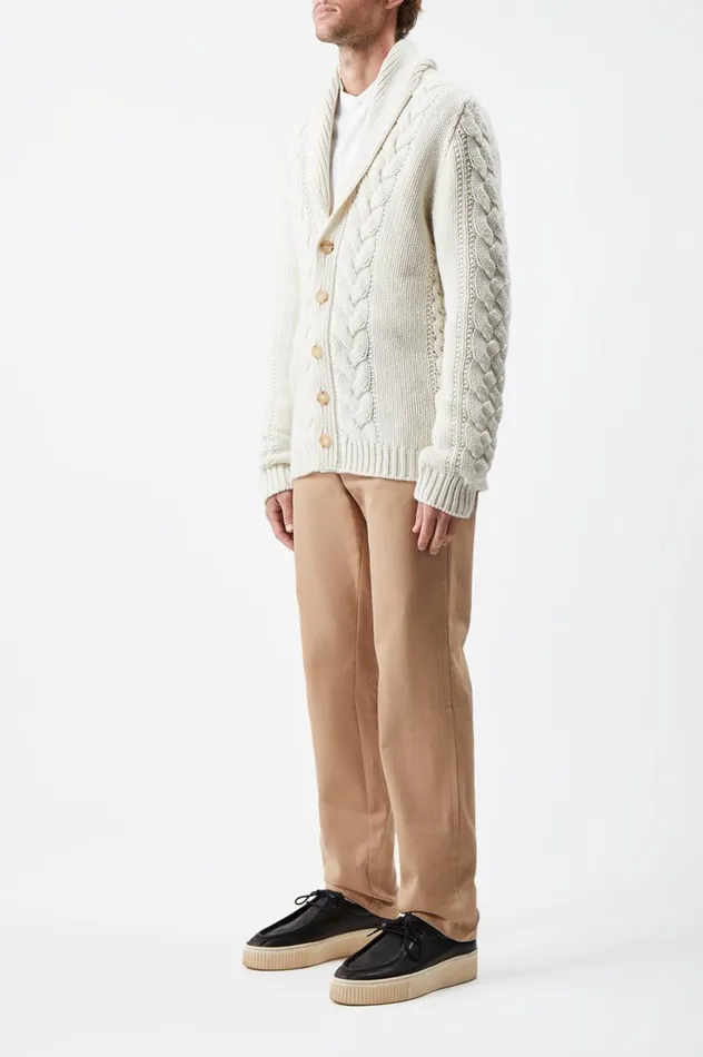 Men Knitwear Gabriela Hearst Casa Knit Cardigan In Ivory Cashmere