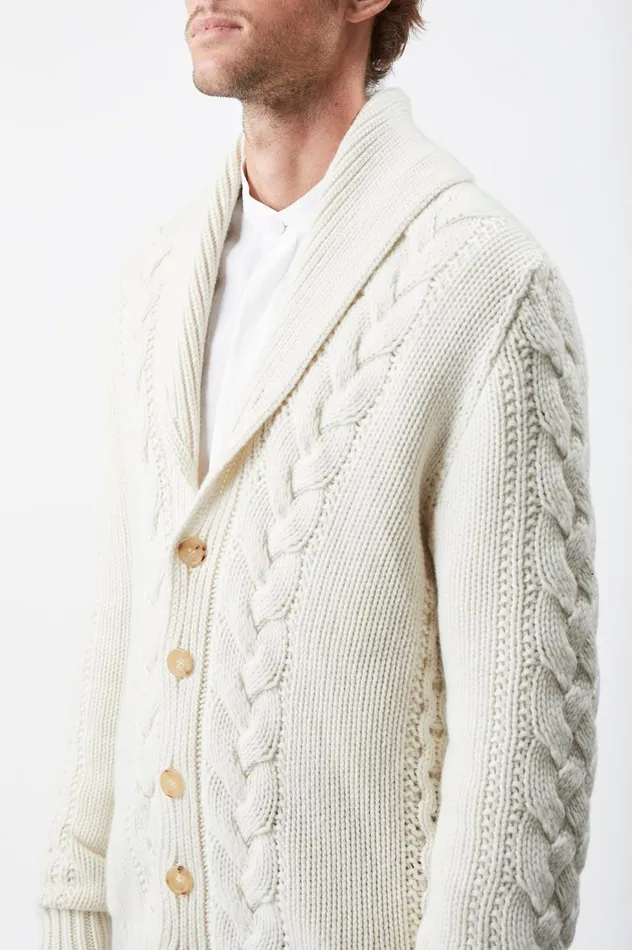 Men Knitwear Gabriela Hearst Casa Knit Cardigan In Ivory Cashmere