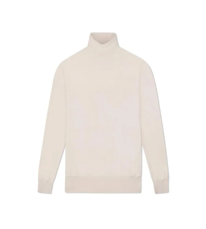 Men Knitwear Tom Ford Fine Gauge Cashmere Silk Roll Neck Ivory