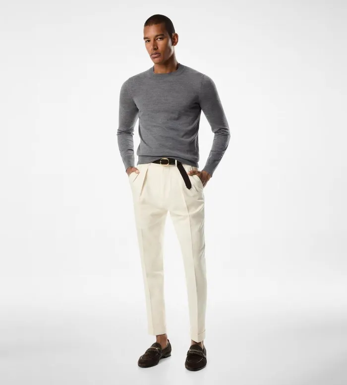 Men Knitwear Tom Ford Fine Gauge Merino Crew Neck Charcoal Men Knitwear Tom Ford Fine Gauge Merino Crew Neck Charcoal