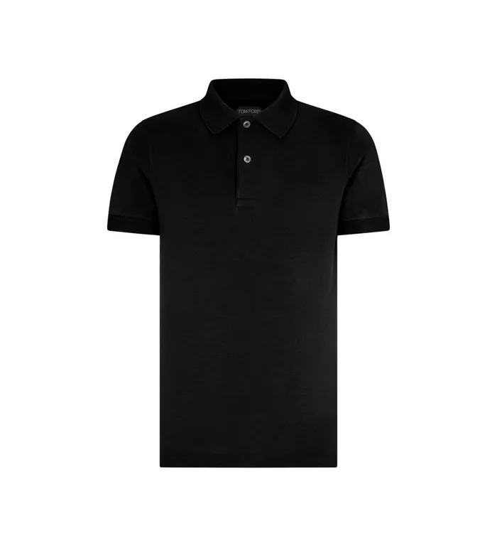 Men Knitwear Tom Ford Tennis Piquet Polo Black