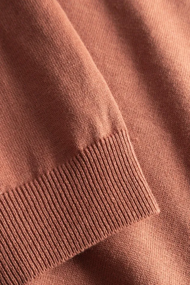 Men Leif Cotton Linen Polo Red Clay Norse Projects Knitwear
