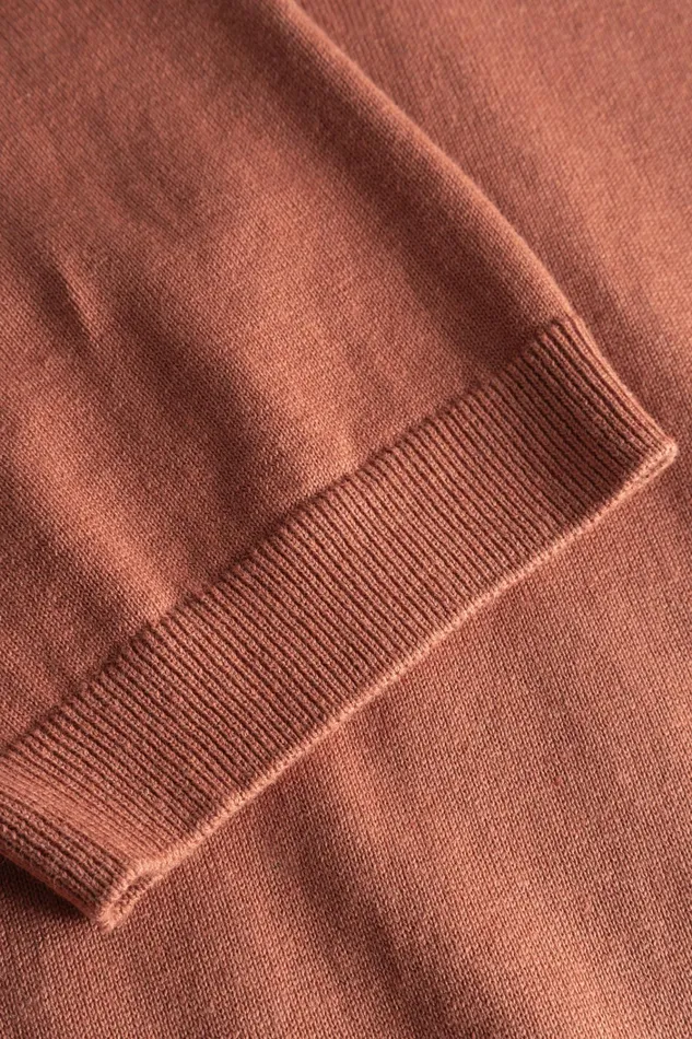 Men Leif Cotton Linen Polo Red Clay Norse Projects Knitwear