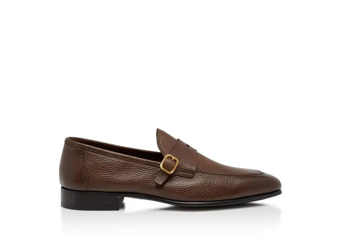 Men Loafers Tom Ford Grain Leather Dover Loafer Brown