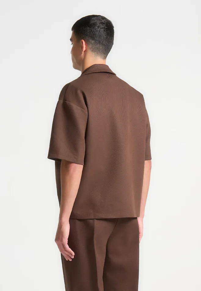 Men Manire De Voir Boxy Twill Double Breasted Shirt Brown