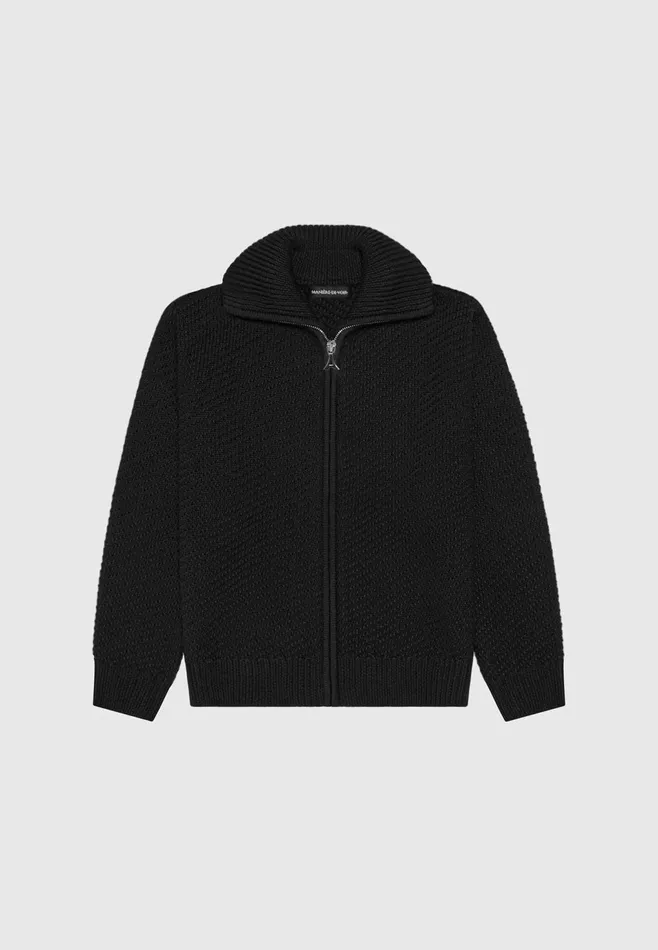Men Manire De Voir Diagonal Knit Cardigan Black