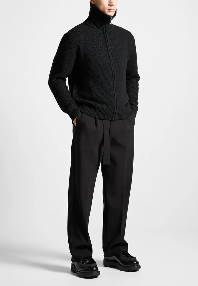 Men Manire De Voir Diagonal Knit Cardigan Black