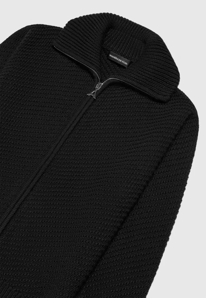 Men Manire De Voir Diagonal Knit Cardigan Black