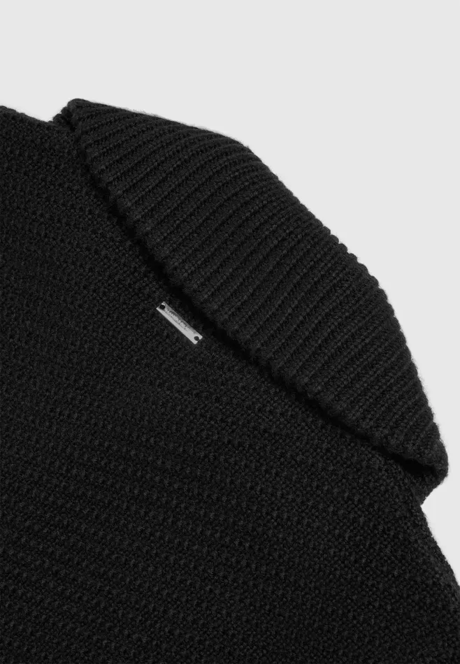 Men Manire De Voir Diagonal Knit Cardigan Black