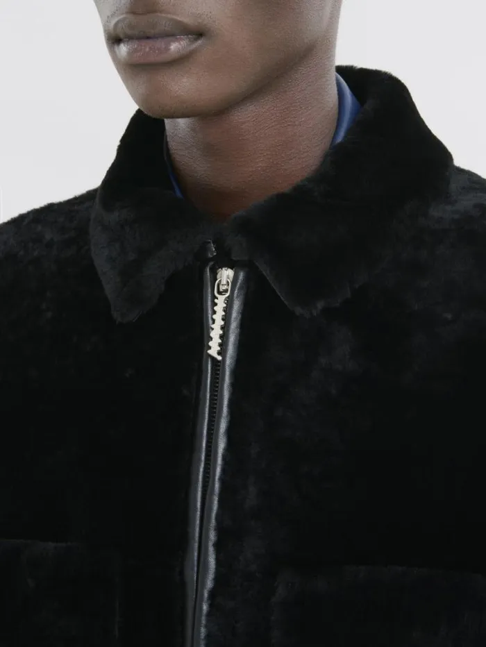 Men Marni Coats and Jackets Black Shaved Shearling Jacket