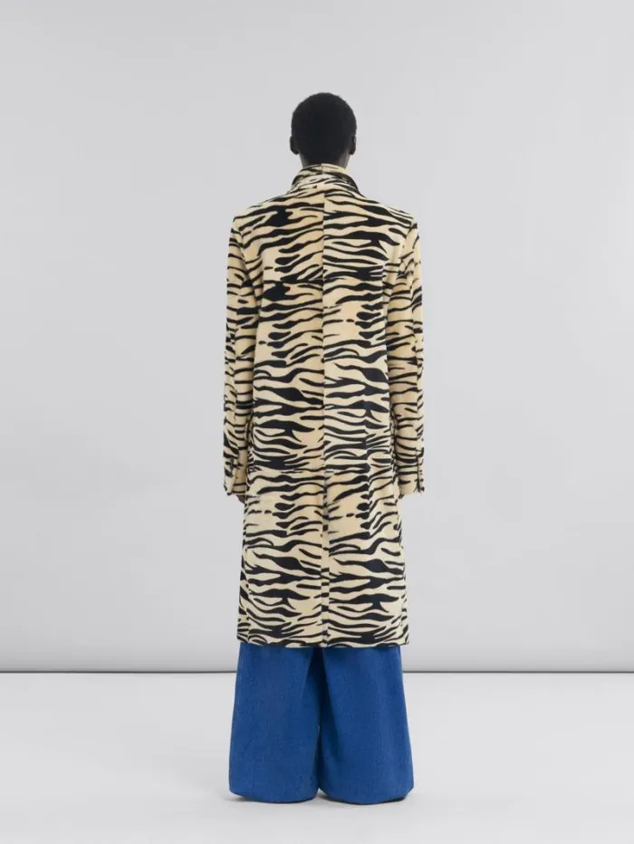 Men Marni Coats and Jackets Double Breasted Tiger Print Shearling Coat