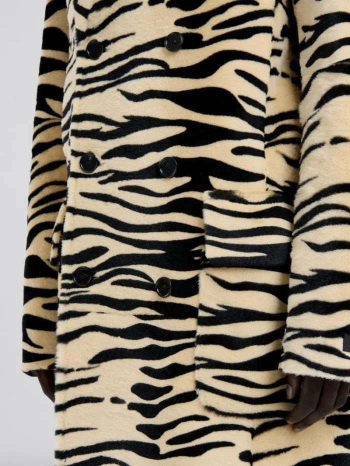 Men Marni Coats and Jackets Double Breasted Tiger Print Shearling Coat