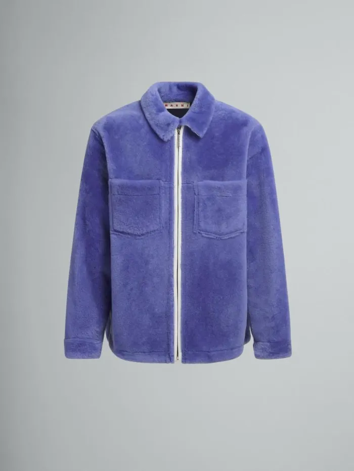 Men Marni Coats and Jackets Light Blue Shaved Shearling Jacket