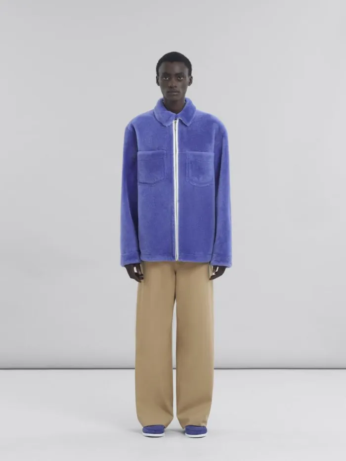 Men Marni Coats and Jackets Light Blue Shaved Shearling Jacket