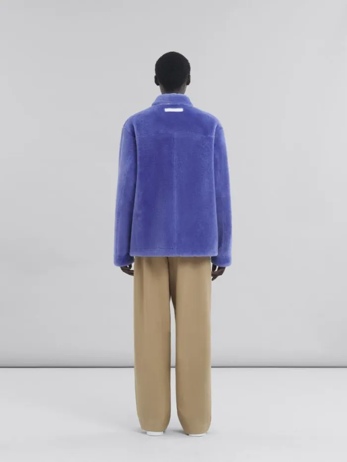 Men Marni Coats and Jackets Light Blue Shaved Shearling Jacket