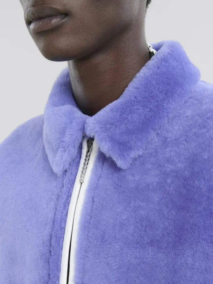 Men Marni Coats and Jackets Light Blue Shaved Shearling Jacket