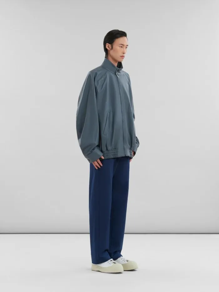 Men Marni Coats and Jackets Teal Nappa Leather Bomber Jacket
