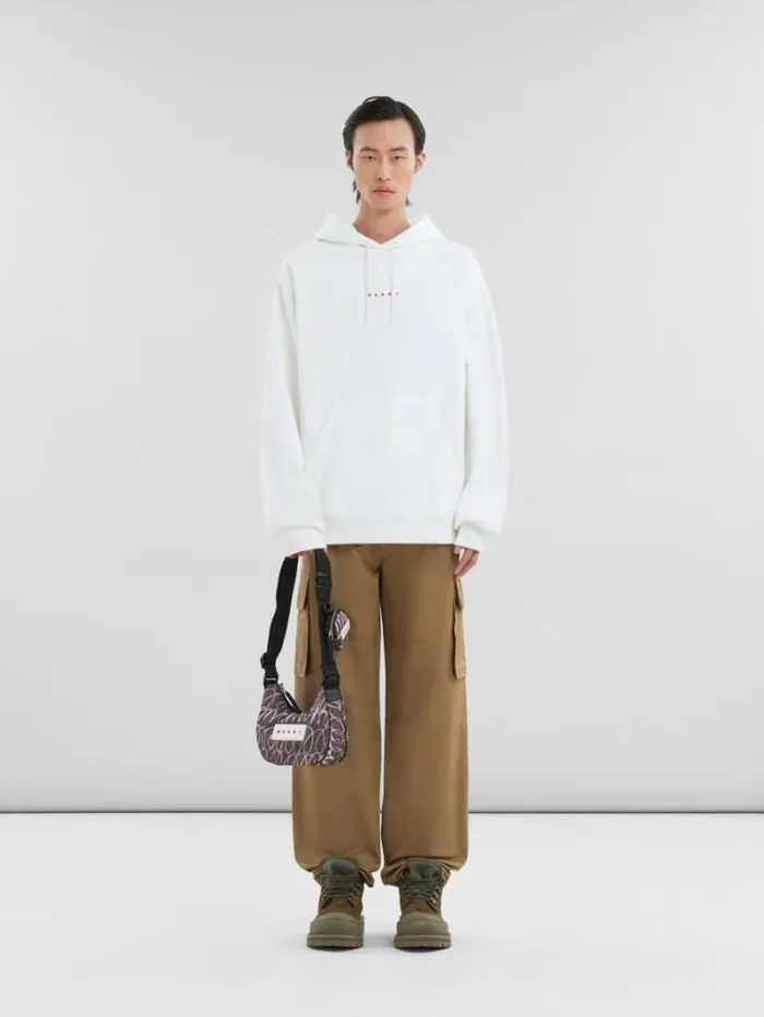 Men Marni Crossbody Bags Black Puff Hobo Bag With Marni Scribble Print