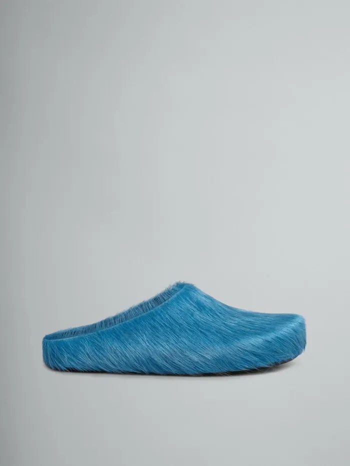 Men Marni Fussbett Sabot Blue LongHair Calfskin Fussbett Sabot