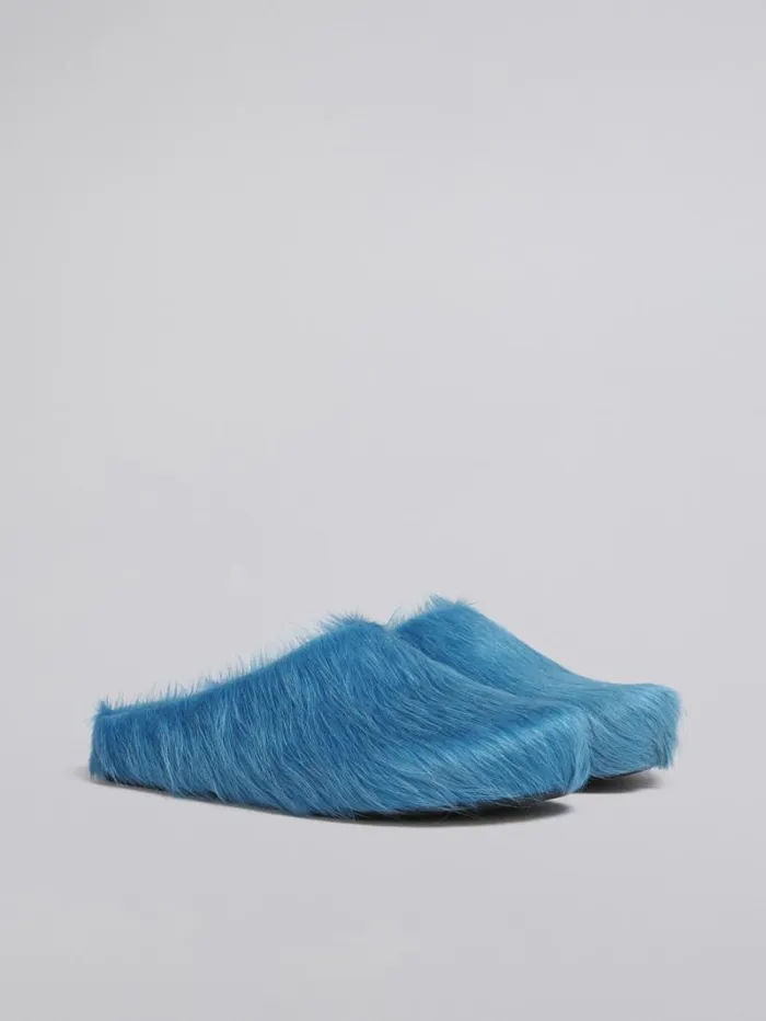 Men Marni Fussbett Sabot Blue LongHair Calfskin Fussbett Sabot