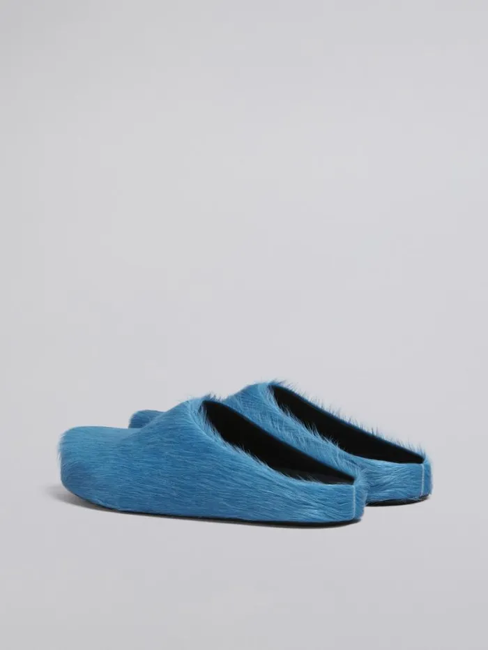 Men Marni Fussbett Sabot Blue LongHair Calfskin Fussbett Sabot