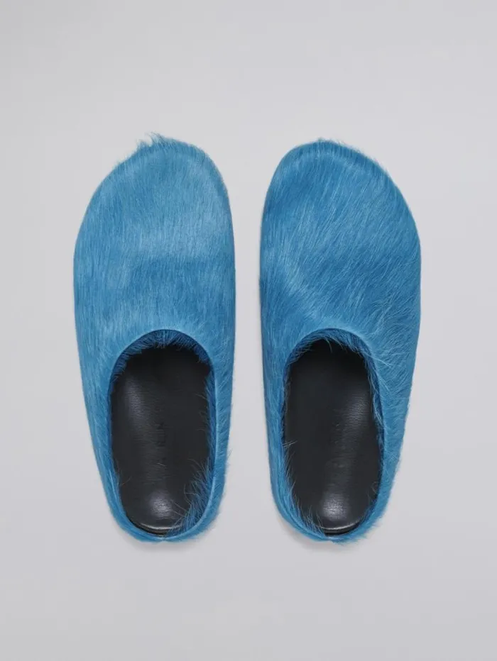 Men Marni Fussbett Sabot Blue LongHair Calfskin Fussbett Sabot
