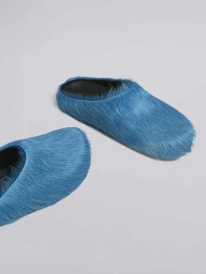 Men Marni Fussbett Sabot Blue LongHair Calfskin Fussbett Sabot