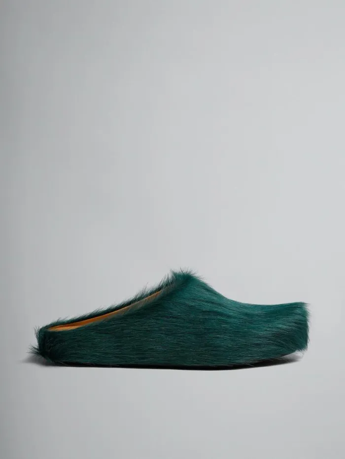 Men Marni Fussbett Sabot Sea Green LongHair Calfskin Fussbett Sabot