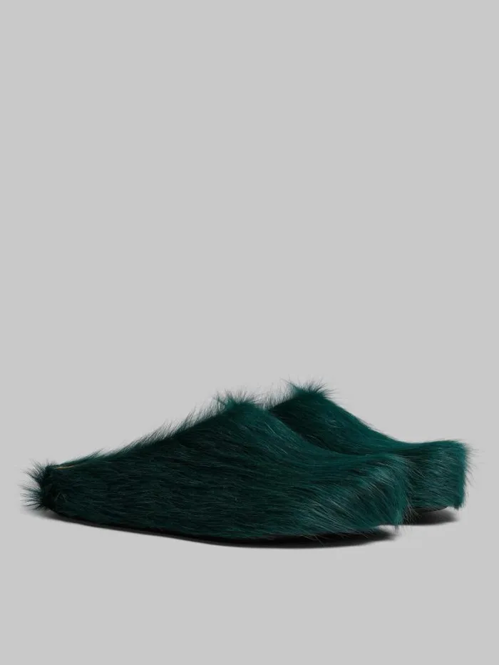 Men Marni Fussbett Sabot Sea Green LongHair Calfskin Fussbett Sabot