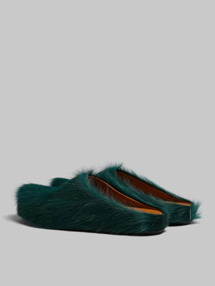 Men Marni Fussbett Sabot Sea Green LongHair Calfskin Fussbett Sabot