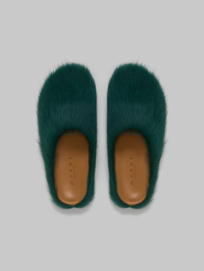 Men Marni Fussbett Sabot Sea Green LongHair Calfskin Fussbett Sabot