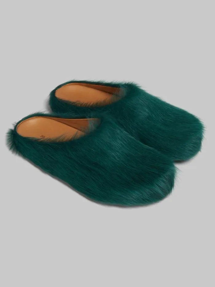 Men Marni Fussbett Sabot Sea Green LongHair Calfskin Fussbett Sabot