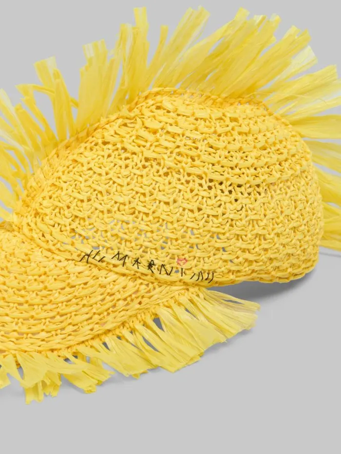 Men Marni Hats Yellow RaffiaEffect Baseball Cap