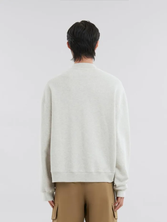 Men Marni Sweatshirts Grey Melange Cotton Bomber With Marni Patch