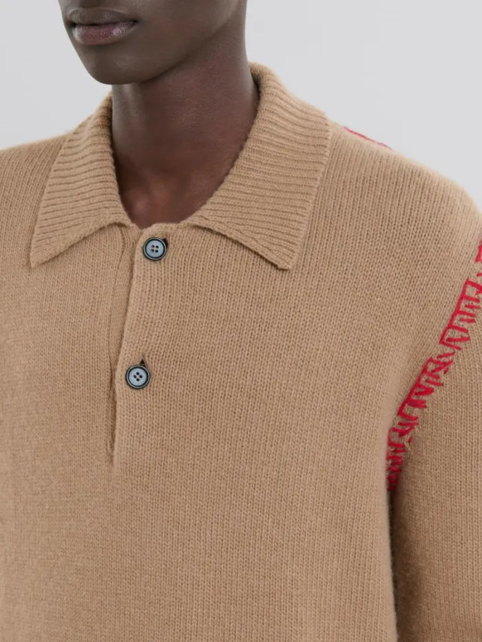 Men Marni Tops and Tshirts Brown Knitted Polo Jumper With Marni Mending