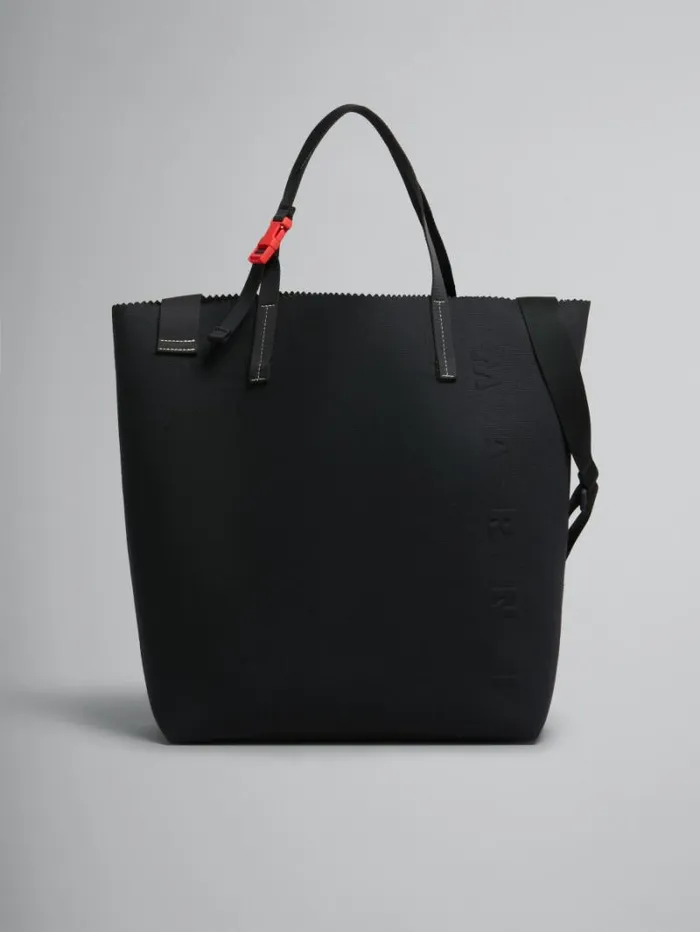 Men Marni Tote Bags Black Canvas Tribeca Shopper With Raised Marni Logo
