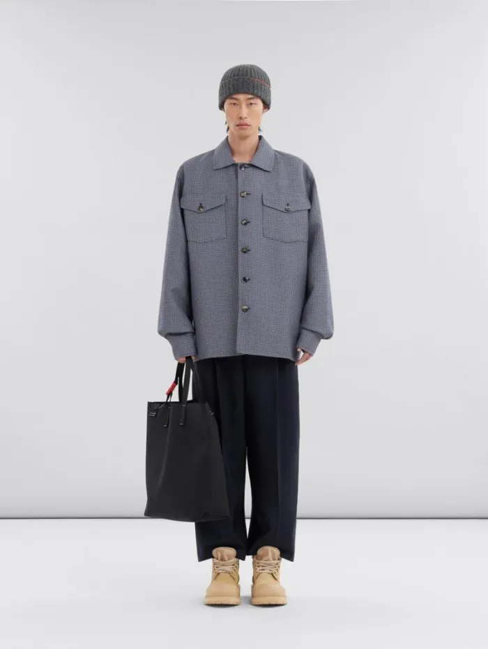 Men Marni Tote Bags Black Canvas Tribeca Shopper With Raised Marni Logo