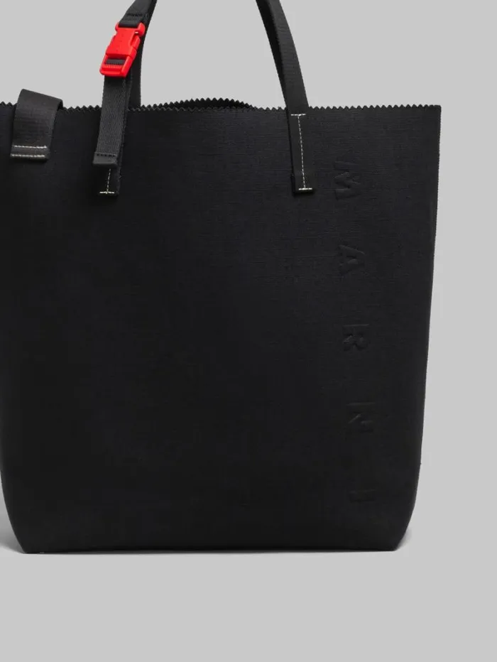 Men Marni Tote Bags Black Canvas Tribeca Shopper With Raised Marni Logo
