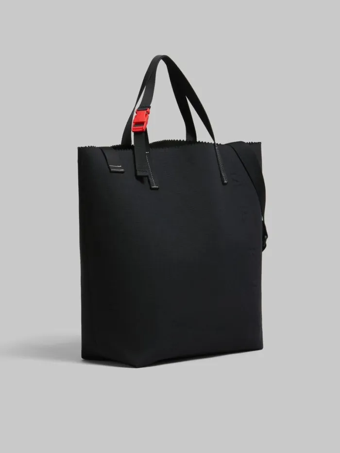 Men Marni Tote Bags Black Canvas Tribeca Shopper With Raised Marni Logo