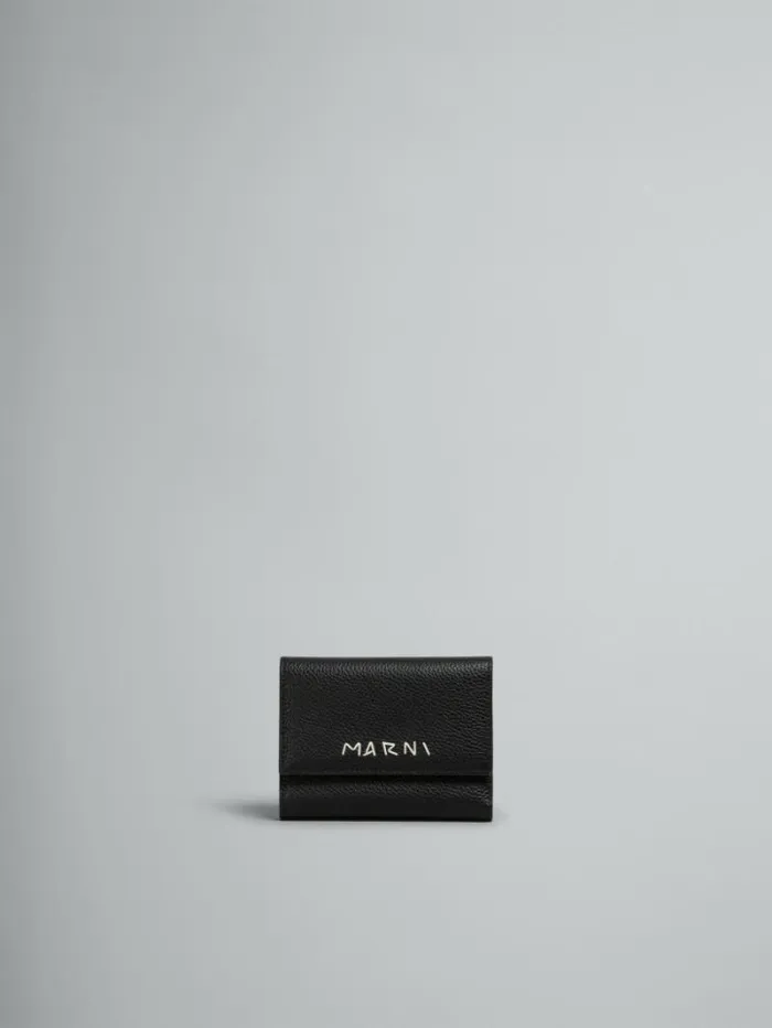 Men Marni Wallets and Small Leather Goods Black Leather Trifold Wallet With Marni Mending Men Marni Wallets and Small Leather Goods Black Leather Trifold Wallet With Marni Mending