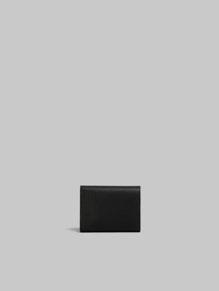 Men Marni Wallets and Small Leather Goods Black Leather Trifold Wallet With Marni Mending