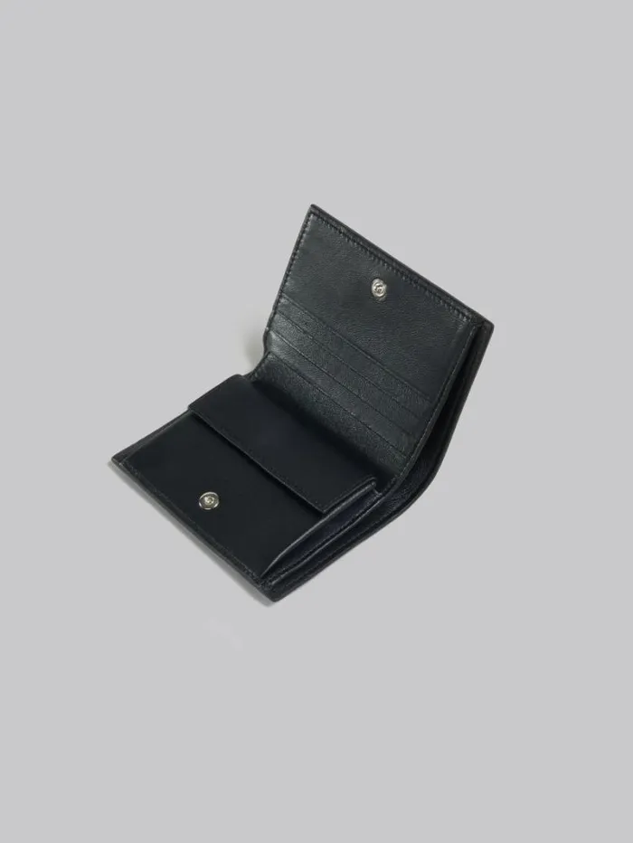 Men Marni Wallets and Small Leather Goods Blue Leather Bifold Wallet With Marni Mending