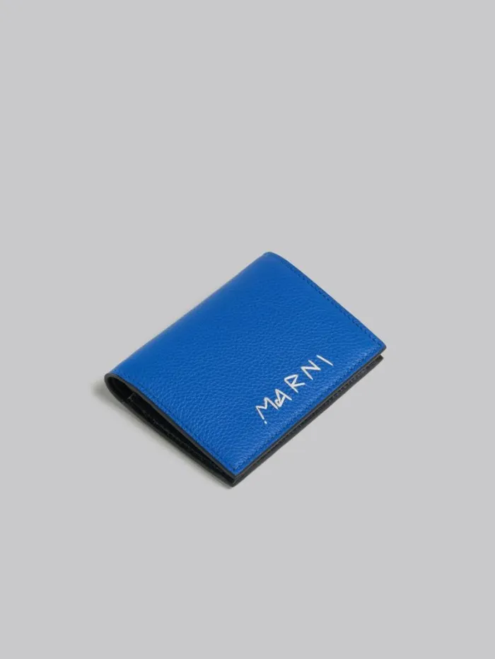 Men Marni Wallets and Small Leather Goods Blue Leather Bifold Wallet With Marni Mending
