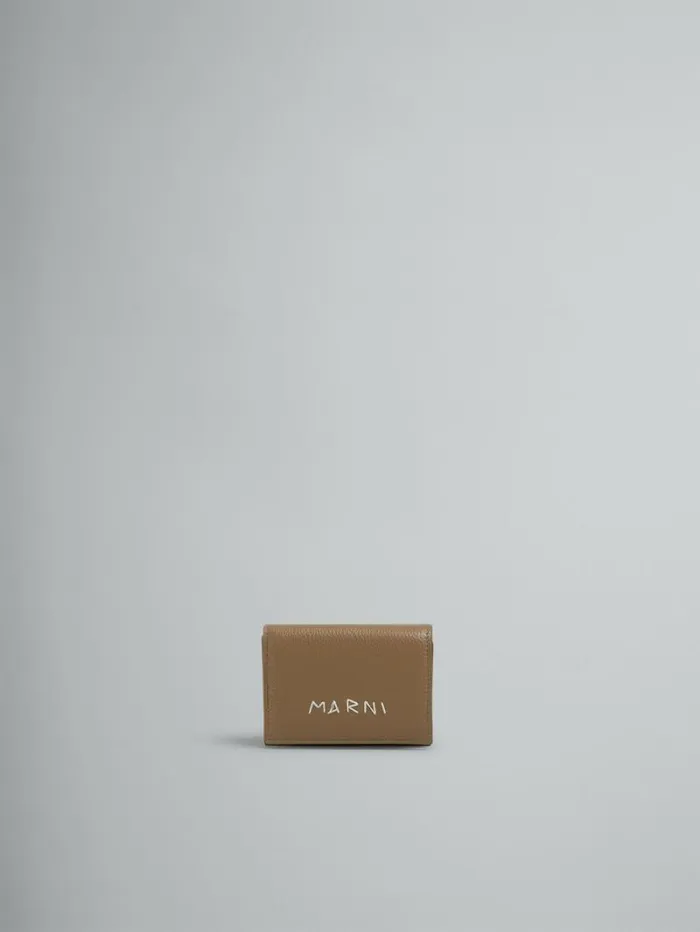 Men Marni Wallets and Small Leather Goods Brown Leather Trifold Wallet With Marni Mending Embroidery Men Marni Wallets and Small Leather Goods Brown Leather Trifold Wallet With Marni Mending Embroidery