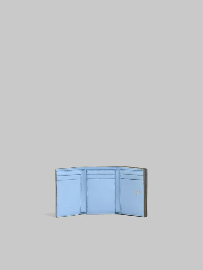 Men Marni Wallets and Small Leather Goods Brown Leather Trifold Wallet With Marni Mending Embroidery