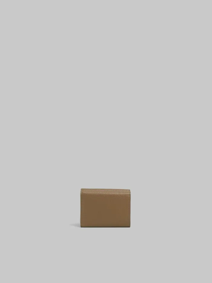 Men Marni Wallets and Small Leather Goods Brown Leather Trifold Wallet With Marni Mending Embroidery