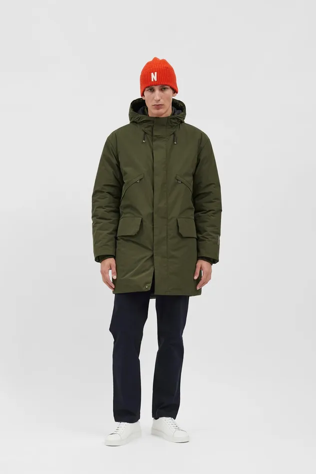 Men Merino Lambswool Rib N Logo Beanie Truffle Norse Projects Beanies