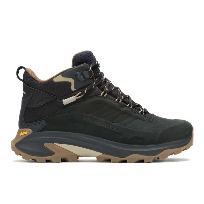 Men Merrell Boots Moab Speed 2 Leather Mid Waterproof Black